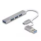 Delock 4 portos vékony USB Hub USB Type-C  vagy USB A-típusú - 3 x USB 2.0 Type-A csatlakozóhüvely + 1 x USB 5 Gbps Type-A csatlakozóhüvely ...