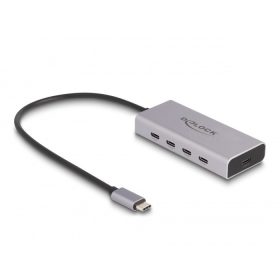   Delock USB 10 Gbps USB Type-C  hub 4 x USB Type-C  anya csatlakozóval és 1 x USB Type-C  PD 85 wattos csatlakozóval, 30 cm csatlakozó kábellel