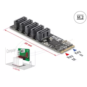 Delock Vezérlő M.2 2280 kulcs B+M apa - 5 x SATA