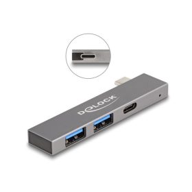   Delock 3 portos vékony USB hub USB Type-C  csatlakoztatóval és 1 x USB 5 Gbps USB Type-C  és 2 x USB 5 Gbps A-típusú (64275)
