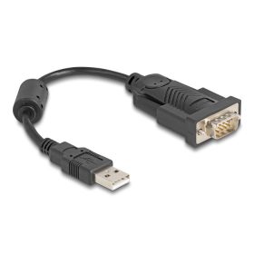   Delock Adapter USB 2.0 A-típusú - 1 x soros RS-232 D-Sub 9 tűs apa ferrit maggal 0,25 m (64276)