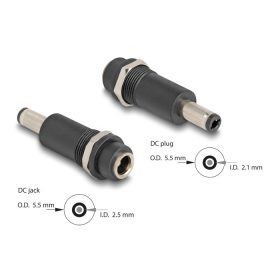   Delock Adapter, DC 5,5 x 2,5 mm-csatlakozóhüvely, DC 5,5 x 2,1 mm méretű apa (64281)