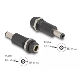  Delock Adapter, DC 5,5 x 2,5 mm-csatlakozóhüvely, DC 5,5 x 2,1 mm méretű apa (64281)