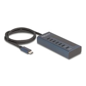   Delock USB 10 Gbps hub 7 db. USB Type-C  porttal, amelyből 6 adat csatlakoztatási felület és egy adat és 20 Watt-os PD tápjelzéssel (64288)