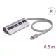 Delock 3 portos USB 5 Gbps hub beépített SD és Micro SD kártyaolvasóval, valamint USB Type-C  csatlakoztatóval