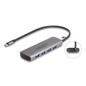   Delock USB 10 Gbps Hub 4 portos A-típusú USB Type-C  csatlakozóval és további tápporttal (64293)