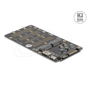   Delock Átalakító M.2 M kulcsos NVMe SSD-ről OCuLink SFF-8612 csatlakozóra és M.2 B kulcsos SATA SSD-ről SATA csatlakozóra