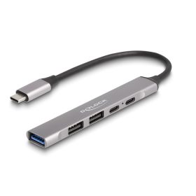   Delock 4 portos vékony USB Type-C  Hub 1 x A-típusú USB 10 Gbps, 2 x USB 2.0 A-típusú és 1 x USB 2.0 USB Type-C , valamint PD 95 W