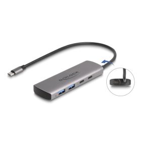   Delock USB 10 Gbps Hub 2 A-típusú USB port és 2 USB Type-C  port USB Type-C  csatlakozóval és egy további tápporttal (64299)
