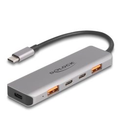   Delock USB 10 Gbps Hub 2 A-típusú USB port és 2 USB Type-C  port USB Type-C  csatlakozóval és PD 95 Watt (64302)