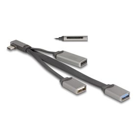   Delock 2 portos USB hub beépített SD és Micro SD kártyaolvasóval, valamint USB Type-C  csatlakoztatóval