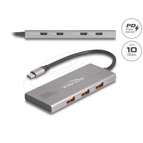   Delock 7 portos USB-elosztó, 10 Gbps, 4 db USB Type-C  csatlakozóaljzattal és 3 db USB Type-A csatlakozóaljjal