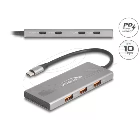  Delock 7 portos USB-elosztó, 10 Gbps, 4 db USB Type-C  csatlakozóaljzattal és 3 db USB Type-A csatlakozóaljjal