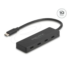  Delock USB 10 Gbps USB Type-C  hub 4 x USB Type-C  anya fekete