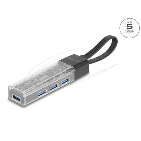   Delock 4 portos USB Hub 5 Gbps A-típusú USB vagy USB Type-C  porttal átlátszó házban