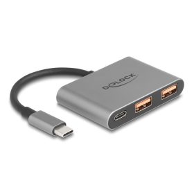   Delock 3 port USB Hub 10 Gbps USB Type-C  csatlakozóval - 1 x USB Type-C  + 2 x A-típusú USB csatlakozó