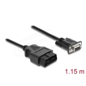  Delock Adapterkábel OBD-2 dugó   Sub-D 9 tűs aljzat, csavaros rögzítéssel, 1,15 m