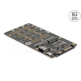   Delock Átalakító M.2 M kulcsos NVMe SSD-ről SFF-8654 csatlakozóra és M.2 B kulcsos SATA SSD-ről SATA csatlakozóra