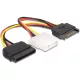 Delock DL65235 15 tűs SATA (apa) – 4 tűs Molex (anya) + 15 tűs SATA (anya), hálózati kábel