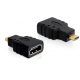 Delock DL65242 nagy sebességű HDMI mirco D male -> HDMI A female adapter