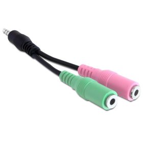   Delock DL65344 sztereo jack 3.5 mm apa -> 2 x sztereo jack anya adapter 12 cm