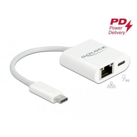   Delock USB Type-C  adapter Power Delivery porttal Gigabit LAN 10/100/1000 Mbps fehér