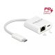 Delock USB Type-C  adapter Power Delivery porttal Gigabit LAN 10/100/1000 Mbps fehér