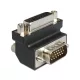 DVI - VGA átalakító adapter, 1x DVI aljzat 24+5 pól. - 1x VGA dugó 90°, fekete, Delock