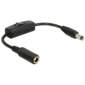   Delock DC-adapterkábel, 5,5 x 2,5 mm csatlakozódugó > DC-csatlakozóhüvely 5,5 x 2,5 mm, kapcsolóval,