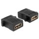 HDMI közösítő adapter, 1x HDMI aljzat - 1x HDMI aljzat, aranyozott, fekete, Delock