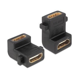  Delock HDMI A anya > anya adapter csavarhellyel 90 -ban elforgatott fekete (65510)