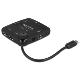 Delock Micro USB OTG kártyaolvasó + 3 port USB Hub