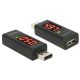 Delock USB 2.0 A dugó > A hüvely átalakító LED-es Volt és Amper kijelzővel (65569)