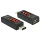 Delock USB 2.0 A dugó > A hüvely átalakító LED-es Volt és Amper kijelzővel (65569)