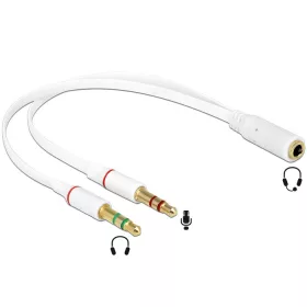   Delock 65585 Headset Adapter 1 x 3.5 mm 4 pin Stereo jack anya > 2 x 3.5 mm 3 pin Stereo jack apa (iPhone)
