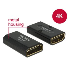   DeLock High-Speed HDMI adapter Ethernet HDMI-A anya > HDMI-A anya 4K kimenet fordítóval fekete (65659)