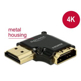   Delock 65660 High-Speed Ethernet HDMI-A anya > HDMI-A apa 4K 90° bal, fekete