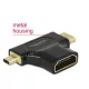 Delock Adapter Gyors-sebességű HDMI Ethernettel - HDMI A anya > HDMI mini-C apa + micro-D apa fekete