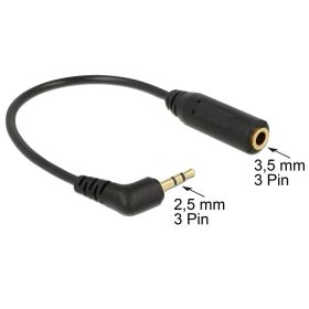   Delock Stereo jack 2.5mm 3 pin apa (hajlított csatlakozó) > Stereo jack 3.5mm 3 pin anya kábel (65672)
