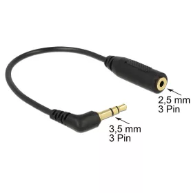   Delock audiokábel Sztereó jack 3,5 mm 3 tűs apa > sztereó jack 2,5 mm 3 tűs amya szögletes