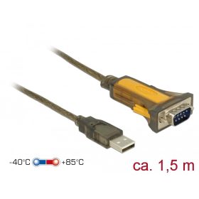   Delock Adapter USB 2.0 A-típusú dugó > 1 x kiterjesztett hőmérséklet tartományú soros RS-232 DB9 csa