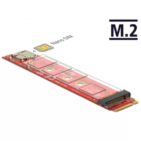   Delock Adapter, M.2 kulcs B dugó > M.2 kex B nyílású portkímélő + Nano SIM rés (65921)