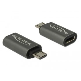   Delock 65927 USB 2.0 Micro-B male to USB 2.0 Type-C female adapter, antracit
