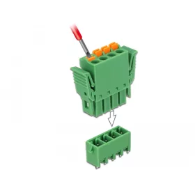   Delock 4 tűs, 3,81 mm-es függőleges hornyos PCB sorkapocs blokk csomag (65970)