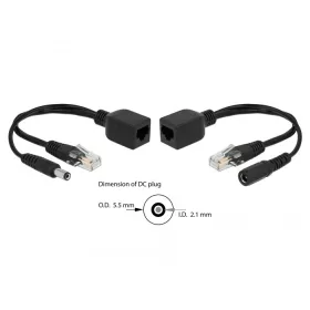   Delock Passzív PoE adapter készlet RJ45 DC 5,5 x 2,1 mm (66023)