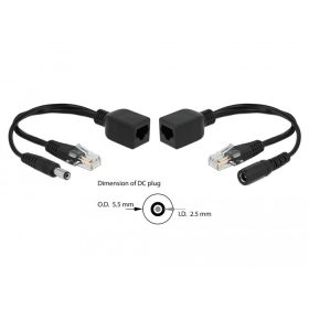   Delock Passzív PoE adapter készlet RJ45 DC 5,5 x 2,5 mm (66024)