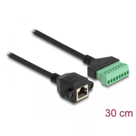   Delock RJ45 kábel Cat.6 anya - Terminal Block Adapter beépíthető, 30 cm hosszú, 2 részes (66054)