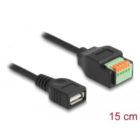   Delock A-típusú USB 2.0 kábel anya - terminal block adapter lenyomó gombbal 15 cm