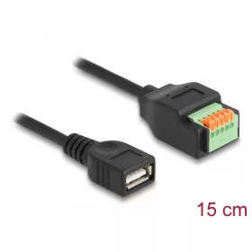   Delock A-típusú USB 2.0 kábel anya - terminal block adapter lenyomó gombbal 15 cm