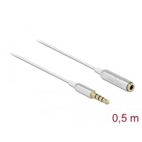   Delock Audio bővítő kábel sztereo jack 3,5 mm 4 tűs apa   anya, Ultra Slim 0,5 m, fehér